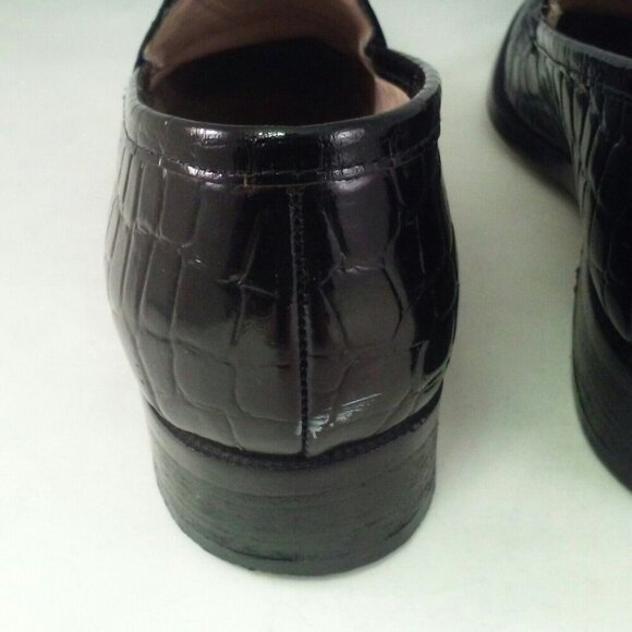Vintage Enzo Angiolini Black Crocodile Embossed Leather Loafers Mens Shoes Size - Picture 7 of 10